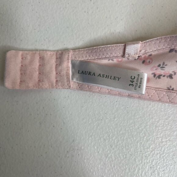 Laura Ashley Pink Peach Floral Strapless Push Up Bra Lace Women 34C No Straps - Picture 11 of 15